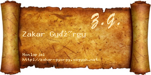 Zakar György névjegykártya