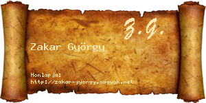 Zakar György névjegykártya